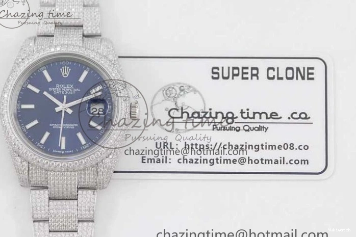 TWF Dial Edition Full Markers SS 1:1 Blue on Best A2824 Bracelet Stick Datejust Diamonds 41 0210